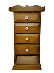 Antique Wood Apothecary Cabinet Wall Table Chest Drawer Porcelain Knob Tea Spice