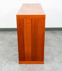 Mid Century Danish Modern Bookshelf Cabinet Teak Shelves Glass Shelves 30″ Mcm