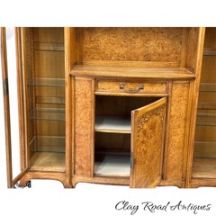 antique french art nouveau liquor cabinet burled elm curio cupboard 1920