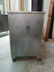 1800’s Steel Medical Desk with Top Draw &n Side Tray Shelves on Wheels GA9360