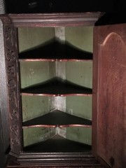 REDUCED Antique Carved Gypsy Folk Art Corner Cabinet of Curiosities 19th C.