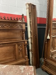 Antique 3 piece Gothic French Walnut Bedroom Set ,Bed , Nightstand , Armoire