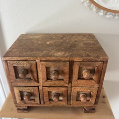 Antique Primitive Apothecary Cabinet Rustic 6 Drawer Folk Spice Cottagecore