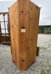 DR Dimes corner cupboard in strong tiger maple for Colonial Williamsburg.