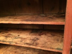 antique country painted cupboard cabinet primitive 1800 pine glass door hutch