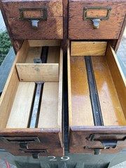 Antique Quick & McKenna Wooden Index Card Catalog File Cabinet Oak 6 Drawers