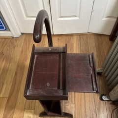 Vintage 30″ w/ Handle Telephone Stand / Table W/ Directory Book Shelf Valet Wood