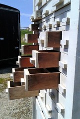 Antique Primitive 42 Drawer Hardware Cabinet One Piece Wall Unit 1950s Rustic