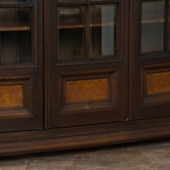 20th Century Danish Oak Display Cabinet with Carved Putti and Beveled Glass