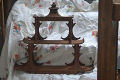 Antique 1930’s Art Deco Hand Carved Detailed Wood Wall Hanging Curio Cabinet