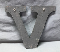Decorative Salvage Tin Ceiling 12″ Patchwork Metal VTG Letter V Old 277-25B