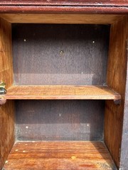 PRIMITIVE ANTIQUE WOODEN CABINET CUPBOARD 2 SHELF NORTHERN CARVED PANEL DOOR
