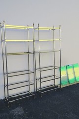 Boeing Company Chrome and Glass Display Shelving Etageres set of Three 9640