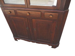 63376 Antique Primitive Pine Country Corner China Cabinet 2 Piece
