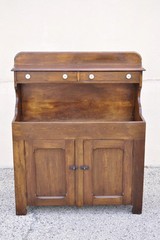 Antique American Colonial Primitive Pine Wood Stepback Drysink Hutch Cupboard