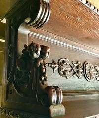 Antique Carved Walnut Hunt Hutch Wall Shelf Cupboard or Coat Rack 48×32″