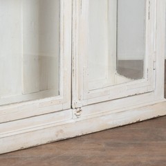 19th-Century French White Painted Oak Bookcase Display Cabinet with Glass Doors
