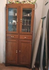 Wooden China Cabinet Antique With Glass Doors