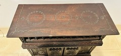Antique Breton Salesman’s Sample Wood Carved Miniature Cabinet Sliding Doors