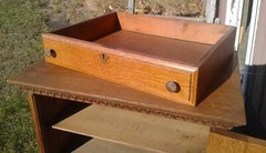 Antique Corticelli Silk Thread Counter Top Cabinet Quarter Sawn Oak with Mirror