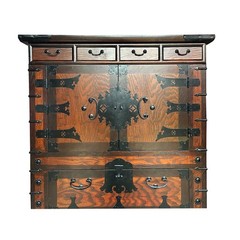 Oriental Brown Black Hardware Drawers Accent Storage Cabinet GB288