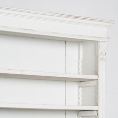 19th Century White Narrow Pine Bookcase Display Cabinet with Apothecary Drawers