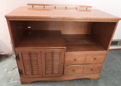 Mid Century Mod American Solid Rock Maple Shutter Door Cabinet Hifi Console Bar