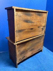 Antique Signed CASS Child’s Original c.1910 Complete 18” H. Wood Kitchen Cabinet
