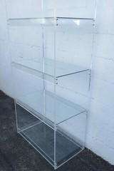 Mid Century Lucite and Glass Etagere Open Shelf Display Cabinet 5130