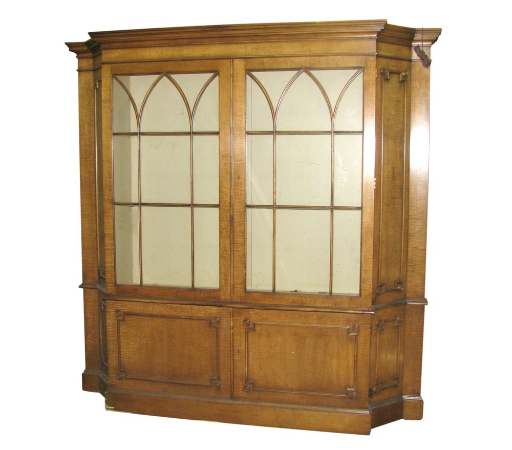 Antique Carved Solid Maple China Closet