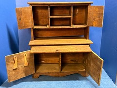 Antique Signed CASS Child’s Original c.1910 Complete 18” H. Wood Kitchen Cabinet