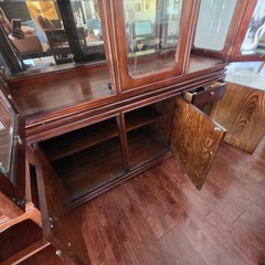 Two-Piece Mahogany and Burled Ashwood China Cabinet