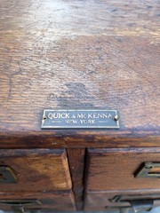 Antique Quick & McKenna Wooden Index Card Catalog File Cabinet Oak 6 Drawers