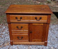 Antique Oak Chest Commode Washstand Dry Sink Country Farmhouse Cabinet