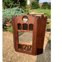 Antique Victorian Castlecore Gothic Wall Corner Cabinet w/ Mirror 18″ H x 16″ W