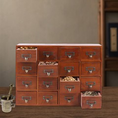 16 Drawers Vintage Tabletop Library Card Catalog Cabinet Apothecary Storage Box