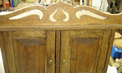 Vintage Oak Sugar Chest with Pierced Crown #1644
