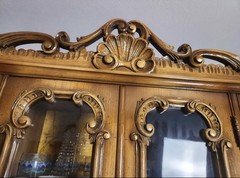 Vintage 2-piece Italian Baroque Revival Lighted China Cabinet – Solid Wood