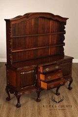Queen Anne Style Welsh Two Piece Open Hutch Cabinet With Carved Claw & Ball Feet