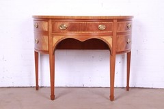 Baker Furniture Federal Inlaid Mahogany and Satinwood Demilune Cabinet