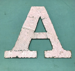 Decorative Salvage Tin Ceiling 16″ Patchwork Pink Metal VTG Letter A 1786-24B