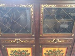 Antique German Hand Made & Painted Shrunk Bar Cupboard Hutch w/ Original Key