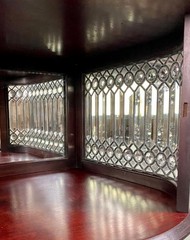 Antique Victorian Jeweled & Beveled Leaded Glass Back Cupboard – 1890s #22467