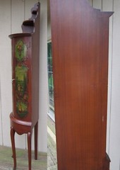 QUEEN ANNE STYLE CORNER CABINET, HAND PAINTED ,Vintage