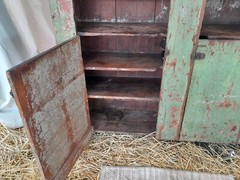 LARGE Antique Painted Farmhouse Cupboard Cabinet Farm House NICE PATINA Old