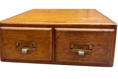 Vintage Wood Shaw Walker Card Catalog 2 Drawer Tiger Oak Library File Cabinet