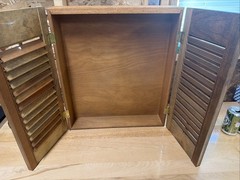 Vintage Farmhouse Louvered Wood Cabinet Rustic