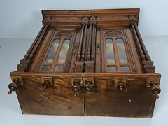 pair Stunning Antique Corner Cabinets Hand Carved Wood right left corner with s