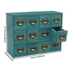 12 Drawers Vintage Tabletop Apothecary Storage Box Library Card Catalog Cabinet