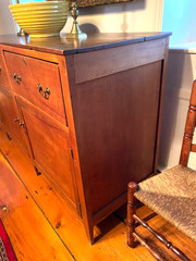 Antique Tennessee walnut 1780s corner cupboard raised panel blind door